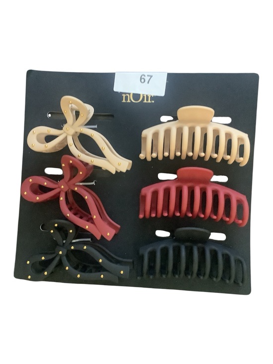 nOir Jewelry Accessories - NWT NOIR Assorted Matte Hair Claw Clips Set - Black, Red, Beige